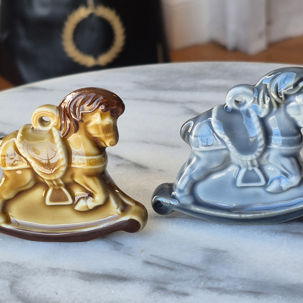 Wade Vintage Ceramic Rocking Horse Ornaments - Blue and Brown - Picture 2 of 4